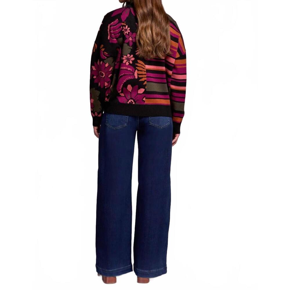 NEW TRIBAL double knit combo print cardigan in black/multi - Picture 3 of 5
